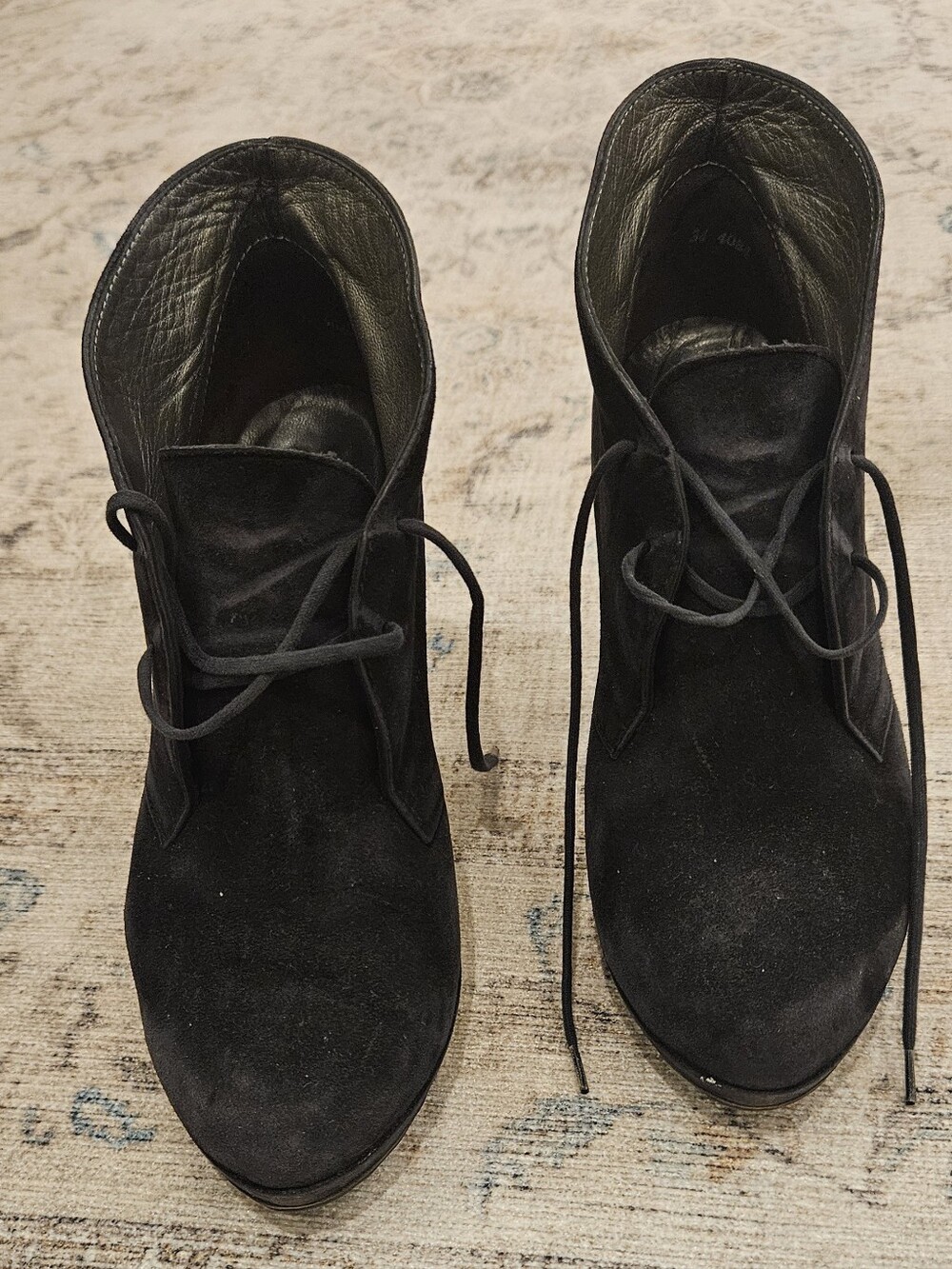 Paul Green Black Suede Lace-Up Ankle Boots